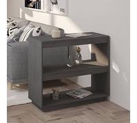 Homgoday Book Cabinet Grey 80x35x71 cm Solid Pinewood, Bookshelf Storage Rack, Standing Display Storage Rack Shelf Shelving Unit for Living Room Home Office Furniture Bookcase