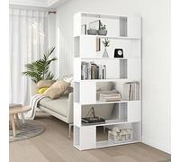 Homgoday Book Cabinet Room Divider High Gloss White 100x24x188 cm, Bookshelf Storage Rack, Standing Display Storage Rack Shelf Shelving Unit for Living Room Home Office Furniture Bookcase