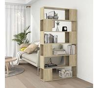 Homgoday Book Cabinet Room Divider Sonoma Oak 100x24x188 cm, Bookshelf Storage Rack, Standing Display Storage Rack Shelf Shelving Unit for Living Room Home Office Furniture Bookcase