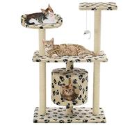 Homgoday Cat Tree and Sisal Scratching Post 95 cm Beige Printed Paws Cat Play Toy Cat Scratching Post for Cats, Scratching Post for Cats, Scratching Post