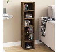 Homgoday CD Cabinet Smoked Oak 21x20x88 cm Engineered Wood, Records Media Storage Display Shelf Organiser Unit, Bookshelf Stand Bookcase Cupboard for Living Room Furniture