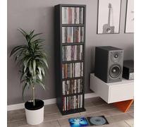 Homgoday CD Storage Cabinet, Wooden Media Shelf Unit with Ample Space for Organising CDs and DVDs, 21x20x88 cm Black Wood-Based Material for Living Room, Bedroom or Office