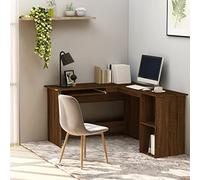 Homgoday Corner Desk Brown Oak 120x140x75 cm Engineered Wood, Office Writing Desks, Computer Desk, Workstation Study Working Desk for Home Office Bedroom