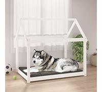 Homgoday Cuia for Dogs, White, 111 x 80 x 100 cm, Solid Pine Wood, Dog Cage for Indoor Dogs, Kennel for Dogs, Dog Cages, Outdoor Dog Enclosure