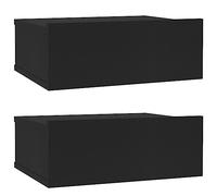 Homgoday Floating Bedside Table, Floating Nightstand Wall Shelf with Drawer, Wall-Mounted Bedside Side Table, Storage Cabinet Furniture for Bedroom Living Room 2 pcs Black 40x30x15 cm Engineered Wood