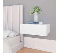 Homgoday Floating Nightstands 2 pcs White 40x30x15cm Engineered Wood, Floating Bedside Table, Wall-Mounted Bedside Side Table, Storage Cabinet Furniture for Bedroom Living Room
