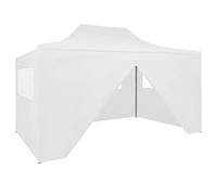 Homgoday Folding Reception Tent with 4 Walls 3 x 4 m White Steel Gazebo Garden Gazebo Outdoor Gazebo Marquee for Camping, Parties, Barbecue