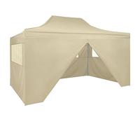 Homgoday Folding Tent with 4 Side Walls 3 x 4.5 m Cream White Garden Gazebo Gazebo Gazebo Outdoor Gazebo Marquee for Camping, Party, BBQ