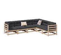 Homgoday Garden Sofa Set, 6 Piece Solid Wood Pine Patio Conversation Set with Modular Design for Outdoor Backyard Terrace CT-13