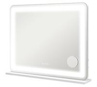 Homgoday HOMCOM Lighted Makeup Mirror with 3 Color Modes, 10X Magnifying, USB Port, Touch Control, Tabletop or Wall Mount, White