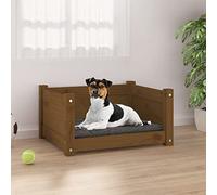 Homgoday Honey-Brown Dog Bed, 55.5 x 45.5 x 28 cm, Solid Pine Wood, Sofa for Dogs, Removable Dog Bed, Indoor Cat Bed for Puppies, Small and Medium Pets