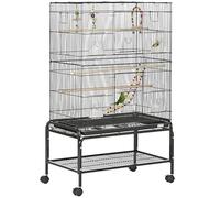 Homgoday Large Bird Cage Budgie Cage with Stand, Toys, Wheels, Accessories, Storage Shelf for Canaries, Finches, Lovebirds, Parakeets - Black, 79 x 49 x 133 cm ZSSWQ-UKT3398P349818UK