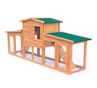Homgoday Large Outdoor Rabbit Hutch for Small Animals Wooden Roof, Animal Cage for Chickens Outdoor for Poultry Chickens Rabbits