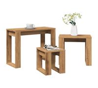 Homgoday Nesting Coffee Table, Set of 3 End Tables for Living Room, Artisan Oak Engineered Wood, Stacking Side Tables, Multi Functional Nest of Tables for Bedroom, Lounge or Office