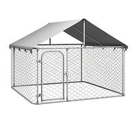 Homgoday Outdoor Dog Cage with Roof 200 x 200 x 150 cm, Animal Cage, External Chicken Cage for Poultry, Chickens, Rabbits