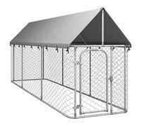 Homgoday Outdoor Dog Cage with Roof 400 x 100 x 150 cm, Animal Cage, External Chicken Cage for Poultry, Chickens, Rabbits