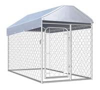 Homgoday Outdoor Kennel with Roof 200 x 100 x 125 cm, Animal Cage, External Chicken Cage, for Chickens, Rabbits