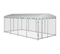 Homgoday Outdoor Kennel with Roof 8 x 4 x 2.3 m, Animal Cage, Outdoor Chicken Cage for Poultry, Chickens, Rabbits