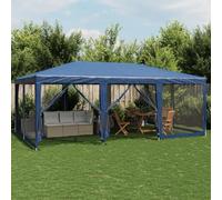 Homgoday Party Tent, Garden Marquee Gazebo with 10 Mesh Sidewalls, HDPE Material, 6x4 m, for Camping, Birthday, Wedding, Picnics