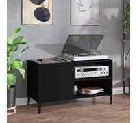 Homgoday Record Cabinet Black 84.5x38x48 cm Engineered Wood, Vinyl Record Storage Organizer, Recorder Case Collection Shelf, LP Cabinet