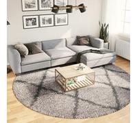 Homgoday Shaggy Rug, High Pile Modern Beige and Anthracite Carpet Ø 280 cm, Soft Fluffy Floor Mat, Foldable Easy to Clean, for Living Rooms, Bedrooms, Hallways and Offices