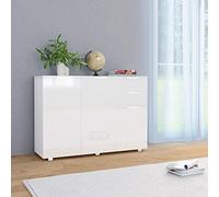 Homgoday Sideboard High Gloss White 107x35x80.5 cm, Side Cabinet, Cupboard Storage Cabinet for Dining Living Room, Hallway and Kitchen, Home Office Furniture Buffet Cabinet