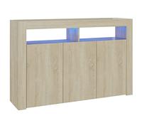 Homgoday Sideboard with LED Lights, Modern Cupboard Buffet, Indoor Furniture Home Organiser Storage Space Cabinet for Bedroom, Living Room and Kitchen Sonoma Oak 115.5x30x75 cm