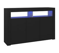 Homgoday Sideboard with LED Lights, Modern Cupboard Buffet, Indoor Furniture Home Organiser Storage Space Cabinet for Bedroom, Living Room and Kitchen Black 115.5x30x75 cm