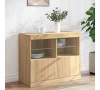 Homgoday Sideboard with LED Lights Sonoma Oak 81x37x67 cm, Side Cabinet, Cupboard Storage Cabinet for Dining Living Room, Hallway and Kitchen, Home Office Furniture Furniture
