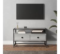 Homgoday TV Cabinet Grey Sonoma 80x35x45 cm Engineered Wood, Entertainment Centre Cabinet, TV Stand Hifi Cabinet Stereo Cabinet TV Unit Living Room Furniture Home Indoor Storage Chest 113