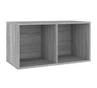 Homgoday Vinyl Record LP Storage Box Unit, Records Media Storage Display Shelf Organiser Unit Case, Cupboard Living Room Furniture Transport Box Grey Sonoma 71x34x36 cm Engineered Wood