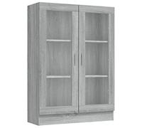 Homgoday Vitrine Cabinet, Bookcase with Glass Doors, Freestanding Display Storage Cabinet for Living Room Office Sideboard with Shelving Unit Grey Sonoma 82.5x30.5x115 cm Engineered Wood