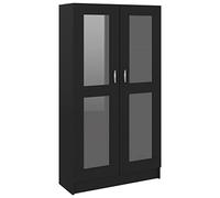 Homgoday Vitrine Cabinet, Modern Bookcase with Glass Doors, Freestanding Display Storage Cabinet for Living Room, Office Sideboard Shelving Unit Black 82.5x30.5x150 cm Engineered Wood