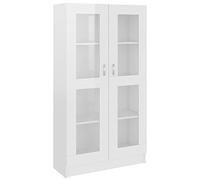 Homgoday Vitrine Cabinet, Modern Bookcase with Glass Doors, Freestanding Display Storage Cabinet for Living Room, Office Sideboard Shelving Unit High Gloss White 82.5x30.5x150 cm Engineered Wood