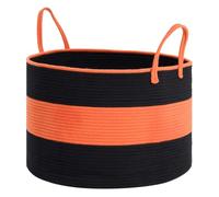 HOMHOLDON 110L Extra Large Laundry Baskets, Storage Basket for Organizing,Woven Basket for Storage,Cotton Rope Basket,Nursery Basket,Large Blanket Basket for Living Room,Toys Basket(Black/Orange)