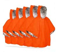 HOMHPLFE Emergency Survival Poncho, Heatshield Emergency Thermal Bag For Hiking, Thermal Mylar Foil Coating Blanket, for Heat Retention and Rain (Orange(5Pcs))