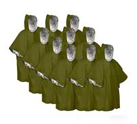 HOMHPLFE Emergency Survival Poncho, Heatshield Emergency Thermal Bag For Hiking, Thermal Mylar Foil Coating Blanket, for Heat Retention and Rain (Green(10Pcs))