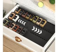 Homhut Spice Drawer Organizer, Expandable from 13" to 24.4" Spice Rack for Kitchen Drawers,Seasoning Rack Tray Insert Tray for Drawer/Countertop