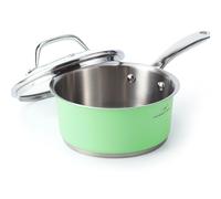 HOMICHEF 0.95 L Mint Green Nickel Free Stainless Steel Saucepan - Non Toxic 16 CM Saucepan Coating Free for Induction Cooktop - Mint Green Small Pot Adds Fresh Color to Modern Kitchens