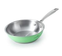 HOMICHEF 20 CM Mint Green Nickel Free Stainless Steel Fry Pan - Non Toxic No Coating Induction Skillet - Small Frying Pan for Solo Meals with Stay Cool Handle