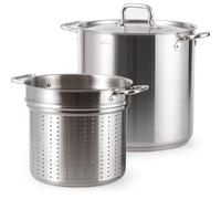 HOMICHEF 20 L Nickel Free Stainless Steel Pasta Pot with Strainer and Lid - Commercial Grade Stainless Steel Veggie Steam Baskets - Matte Polished Induction Steamer Pot Strainer Set