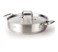 HOMICHEF Braiser Pan 5 Quart with Lid Nickel Free Stainless Steel - Matte Polished Deep Saute Pan Non Toxic - 5 Qt Braiser with Stainless Steel Lid Induction