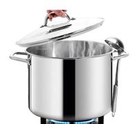 HOMICHEF Large Nickel Free Stainless Steel Stock Pot with Lid (29 cm, 11 Litre) - Mirror Polished Stock Pot 11L with Lid - Heavy Soup Pot with Lid - Healthy Cookware Induction Pot