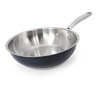 HOMICHEF Navy Gray 24 CM Nickel Free Stainless Steel Fry Pan - No Coating Frying Pan Induction - No Toxic Stainless Steel Wok Nickel Free Skillet