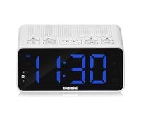 Homicial Digital Alarm Clock Radio with AM/FM Radio, Multi-Colors 1.4” LED Digits, Preset, Sleep Timer and Clear Display with Dimmer for Bedroom Bedside, Outlet Powered with Battery Backup (White)