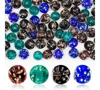 HOMICO 100PCS Luminous Glass Beads, 8mm Round, Glow in The Dark, 4 Colors - Blue, Cyan, Gold, Craft Beads for Jewelry Making