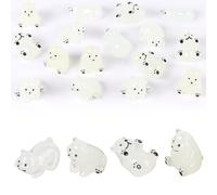 HOMICO 16 Pieces Mini Polar Bear Animals Decor Luminous Mini Resin Animals for Dollhouse Micro Fairy Garden Landscape Aquarium Party Decorations