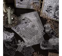 HOMICO 180 Pieces Vintage Black Scrapbooking Supplies Kit 120PCS Black Transparent Paper and 60PCS Aesthetic Stickers for Journaling Junk Journal Cottagecore Gift Wrapping