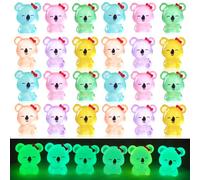 HOMICO 24PCS Mini Resin Koala Figurines Glow in The Dark Tiny Resin Animals Cute Mini Koala for Home Garden Dollhouse Cake Toppers Birthday Party Favors
