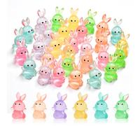 HOMICO 30 Pieces Rabbit Miniature Figurines Luminous Mini Easter Bunny Small Rabbits Mini Resin Animals for Dollhouse Fairy Garden Micro Landscape Bunny Party Favors